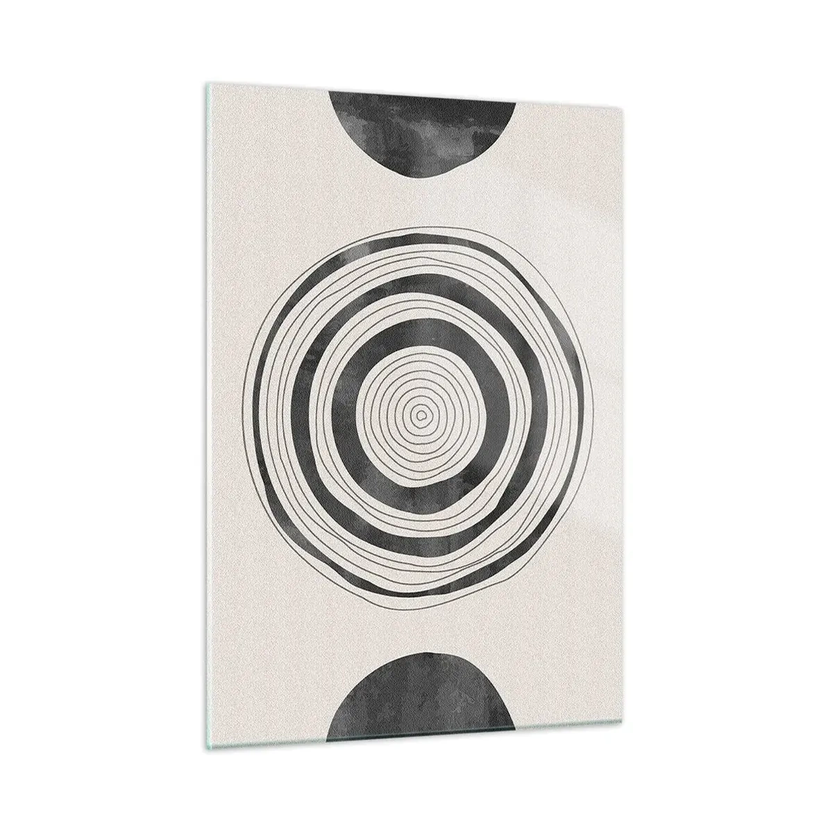 Cuadro sobre vidrio - Impresiones sobre Vidrio - Patrón abstracto en blanco y negro con círculos concéntricos. - 50x70cm - Lo importante es lo que hay entre medias - Decoración de pared moderna para salón y dormitorio ARTTOR
