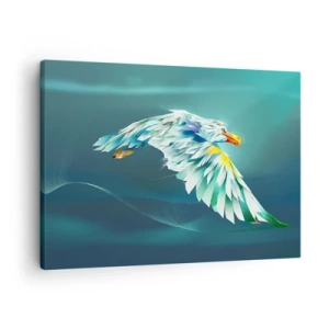 Cuadro sobre lienzo - Impresión de Imagen - Águila abstracta en vuelo contra un cielo turquesa - 70x50cm - El poder del vuelo del águila - Decoración de pared moderna para salón y dormitorio ARTTOR