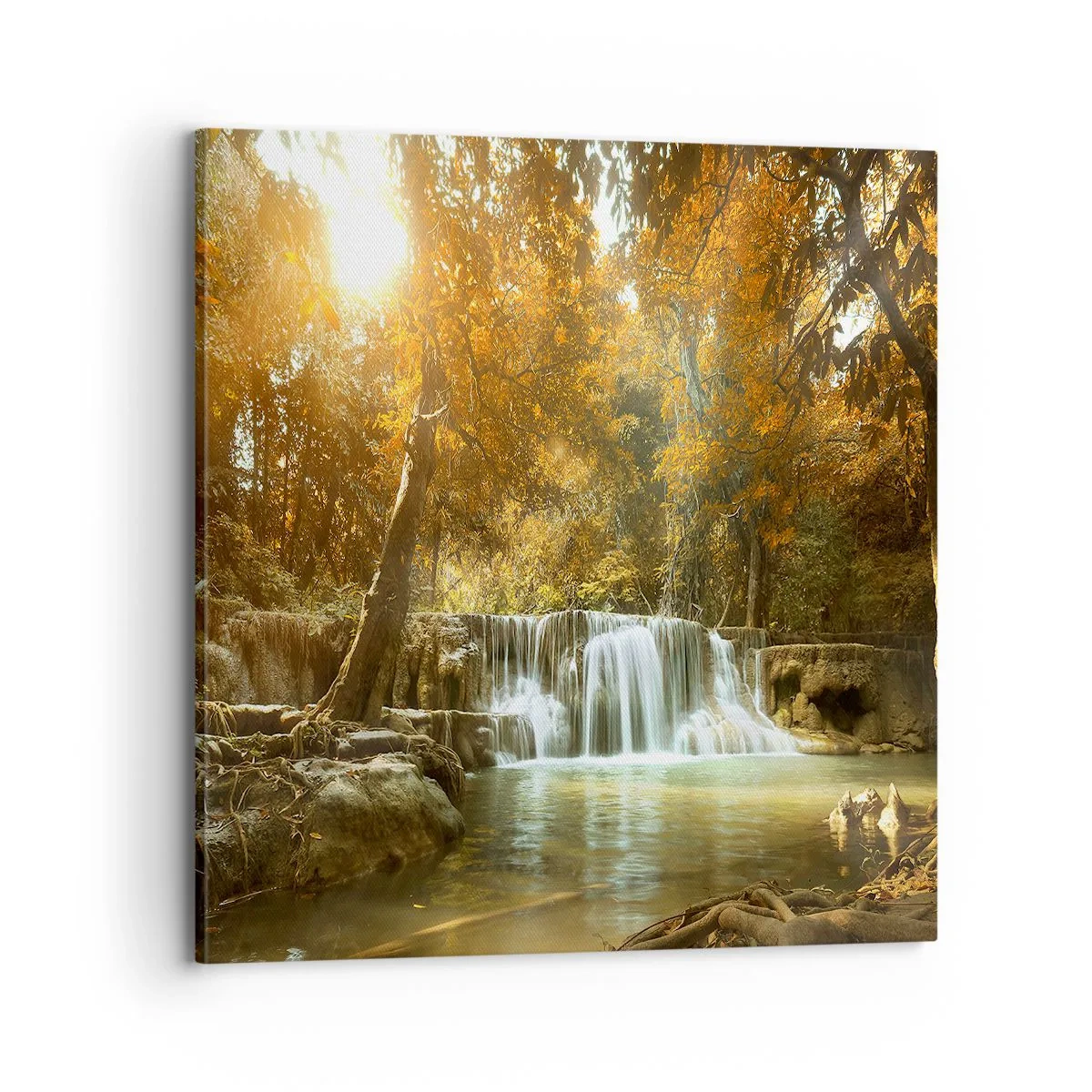 Cuadro sobre lienzo - Impresión de Imagen - Una cascada en el parque - 70x70 cm