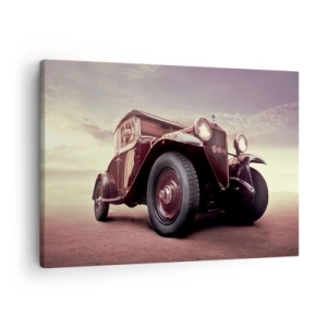 Cuadro sobre lienzo - Impresión de Imagen - Un coche clásico de estilo clásico contra el cielo. - 70x50cm - Volvamos a los maravillosos viejos tiempos... - Decoración de pared moderna para salón y dormitorio ARTTOR