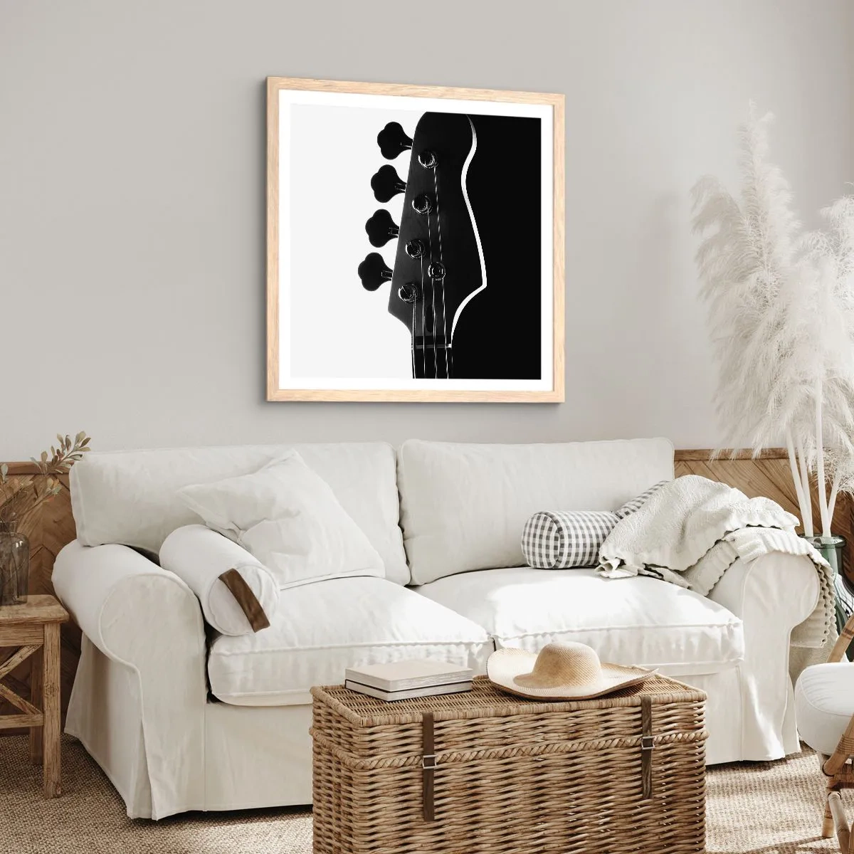 Póster en marco roble claro - Silencio musical - 40x40 cm