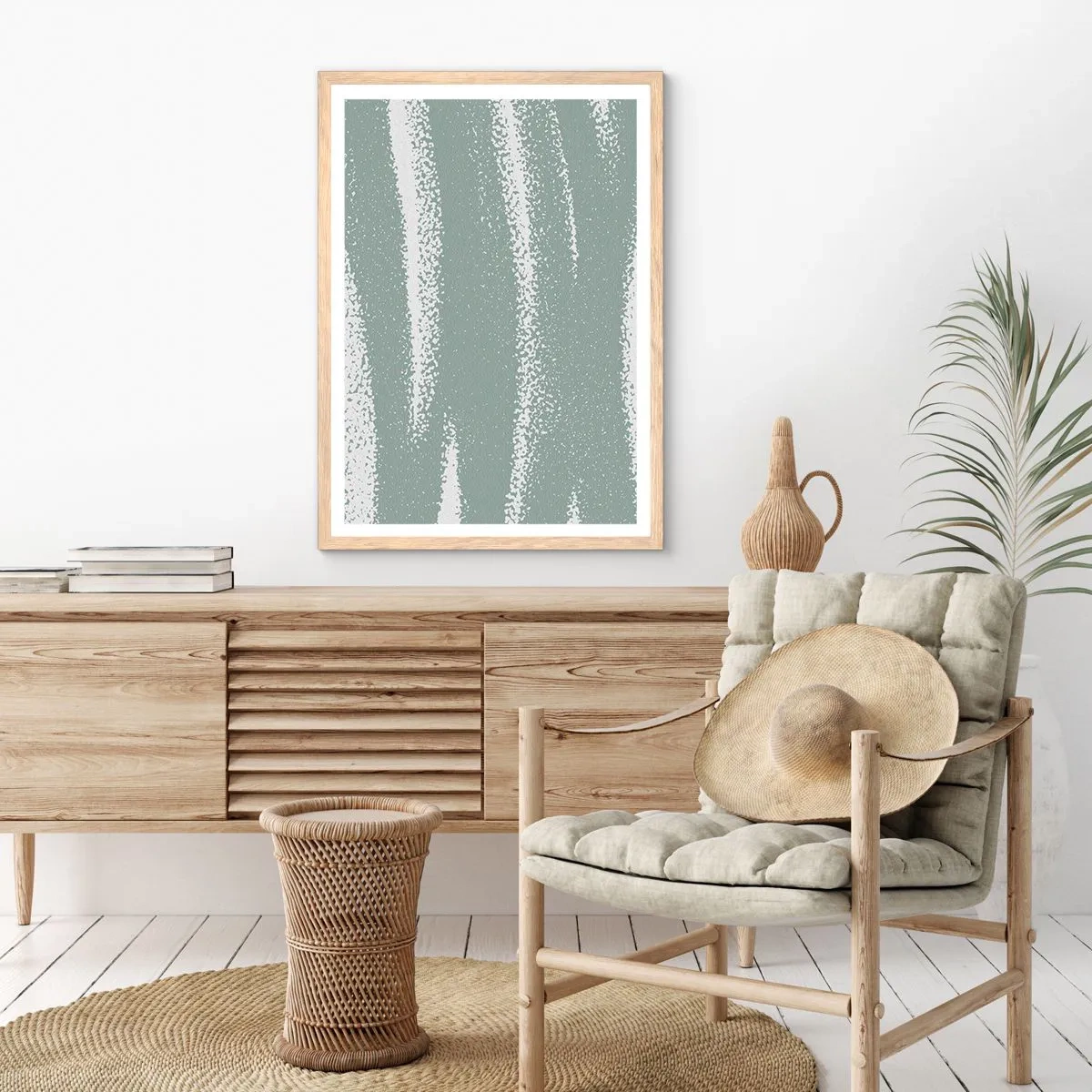 Póster en marco roble claro - Abstracción invernal - 70x100 cm