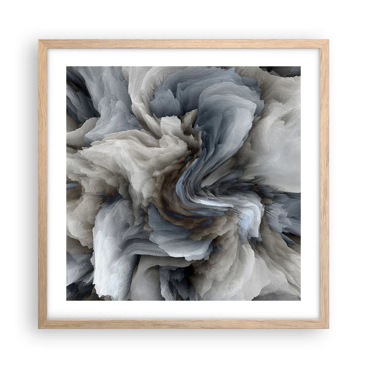 Póster en marco roble claro - Piedra y flor - 50x50 cm