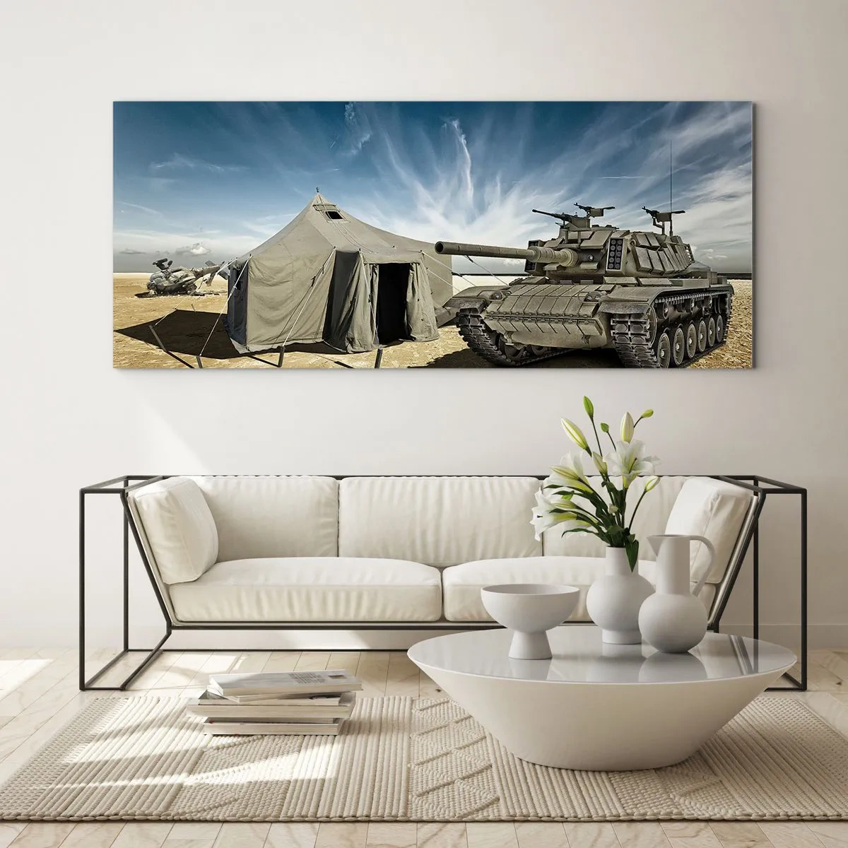 Cuadro sobre vidrio - Impresiones sobre Vidrio - Campaña militar - 100x40 cm