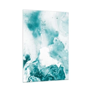 Cuadro sobre vidrio - Impresiones sobre Vidrio - Piscinas abstractas de color azul sobre un fondo de vidrio - 50x70cm - Remansos de azul - Decoración de pared moderna para salón y dormitorio ARTTOR