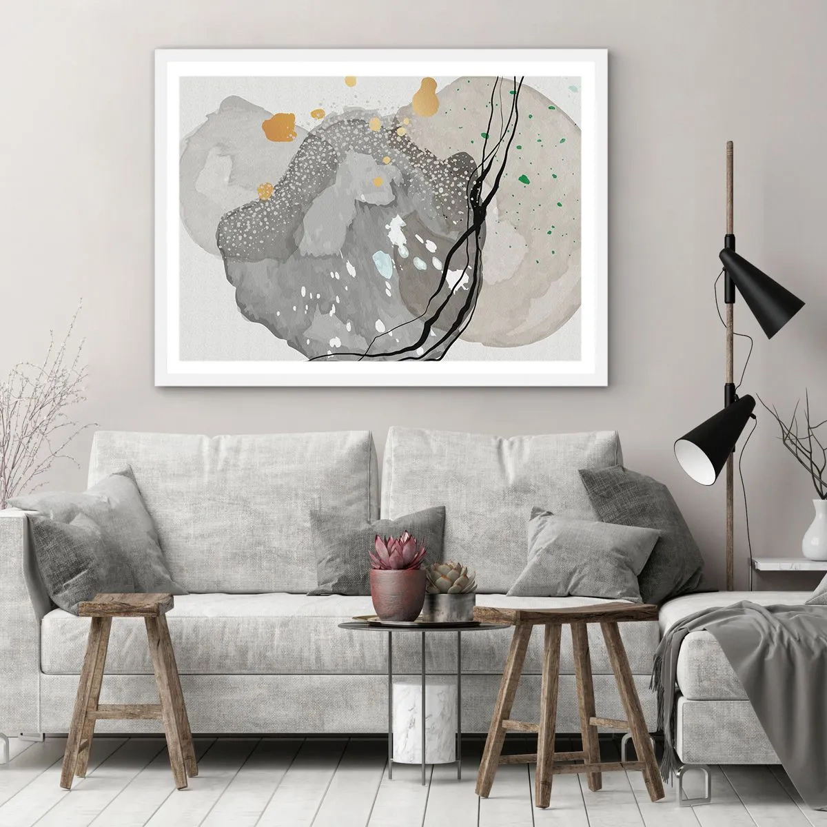 Póster en marco blanco - Composición orgánica - 70x50 cm