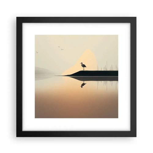 Póster en marco negro - Un caballero en el lago - 30x30 cm