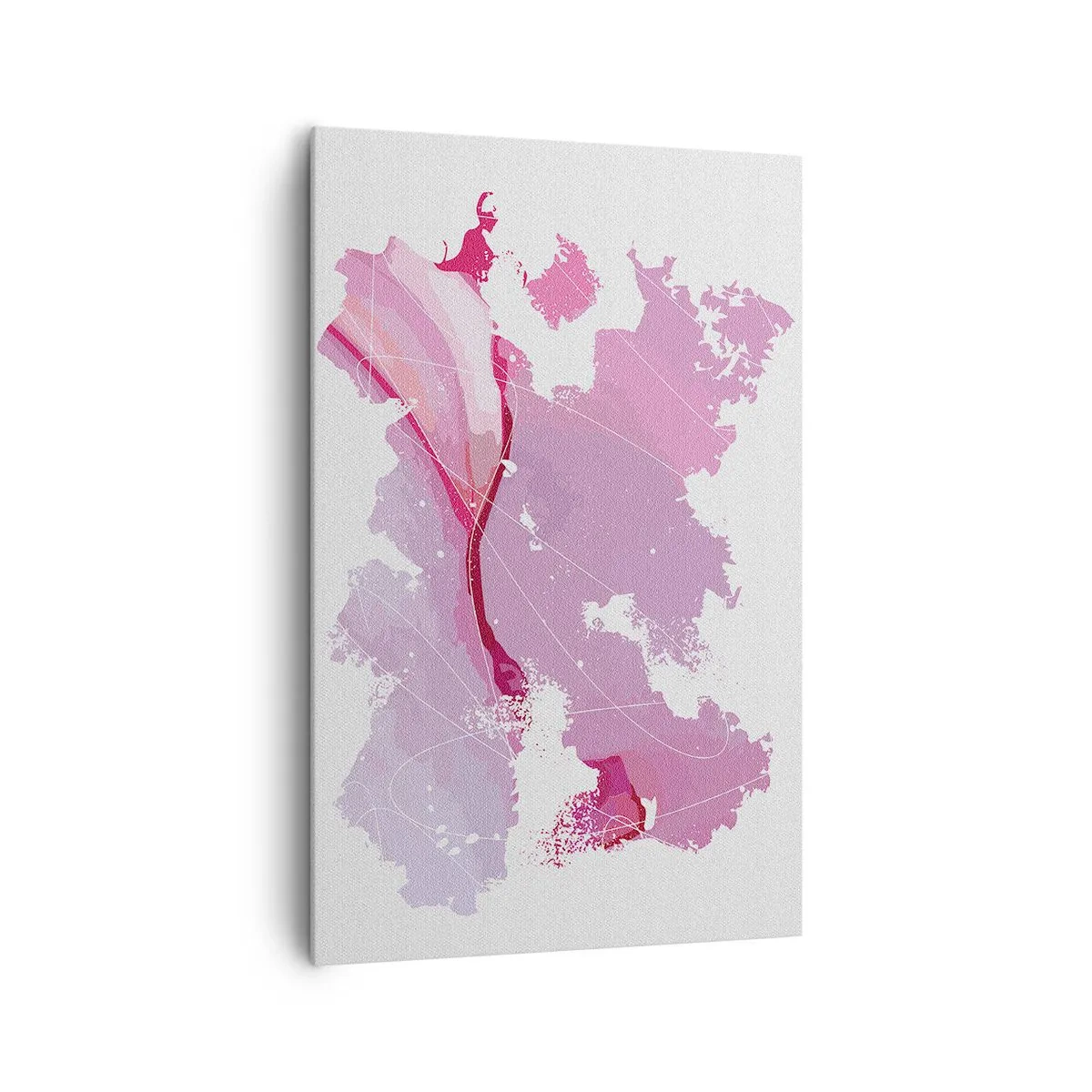 Cuadro sobre lienzo - Impresión de Imagen - Mapa del mundo abstracto en tonos rosa - 80x120cm - Mapa de un mundo rosa - Decoración de pared moderna para salón y dormitorio ARTTOR