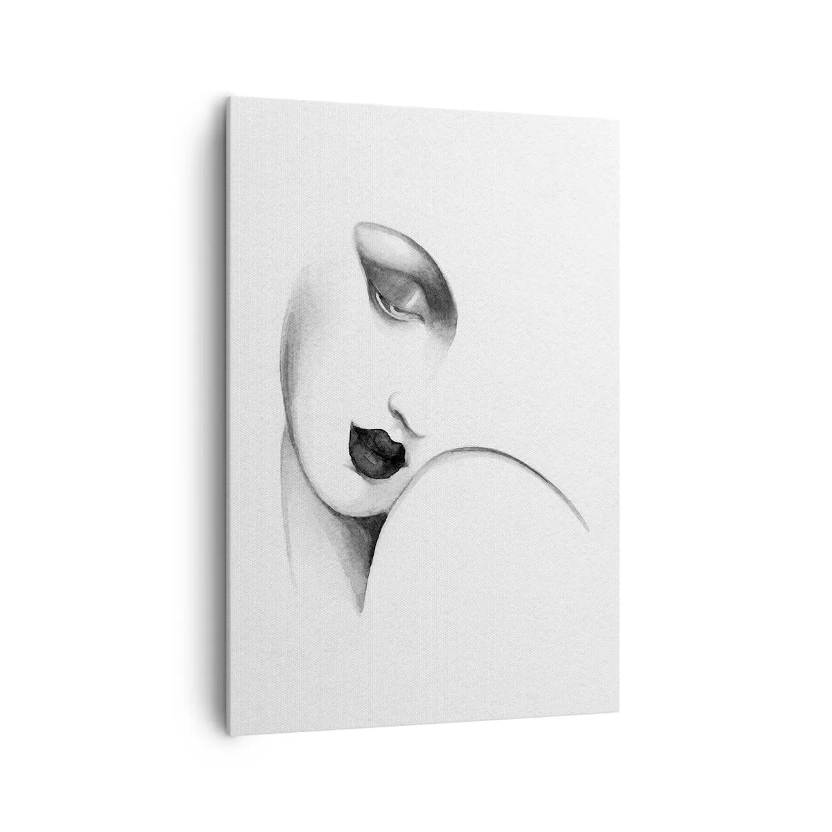 Cuadro sobre lienzo - Impresión de Imagen - Un retrato sutil de una mujer en estilo monocromático. - 70x100cm - Pensativa - Decoración de pared moderna para salón y dormitorio ARTTOR