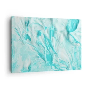 Cuadro sobre lienzo - Impresión de Imagen - Un motivo abstracto en tonos pastel de azul y blanco. - 70x50cm - Juntos para siempre - Decoración de pared moderna para salón y dormitorio ARTTOR