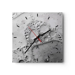 Reloj de pared - Reloj de vidrio - Patrón de burbujas en blanco y negro en un estilo minimalista. - 30x30cm - Rastro espumoso - Decoración de pared moderna para salón y dormitorio ARTTOR