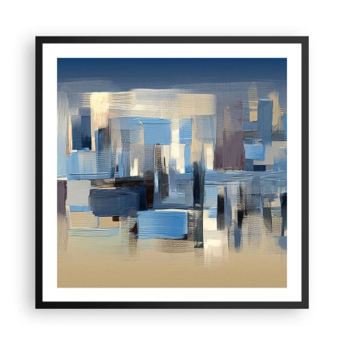 Póster en marco negro - Construcción azul - 60x60 cm