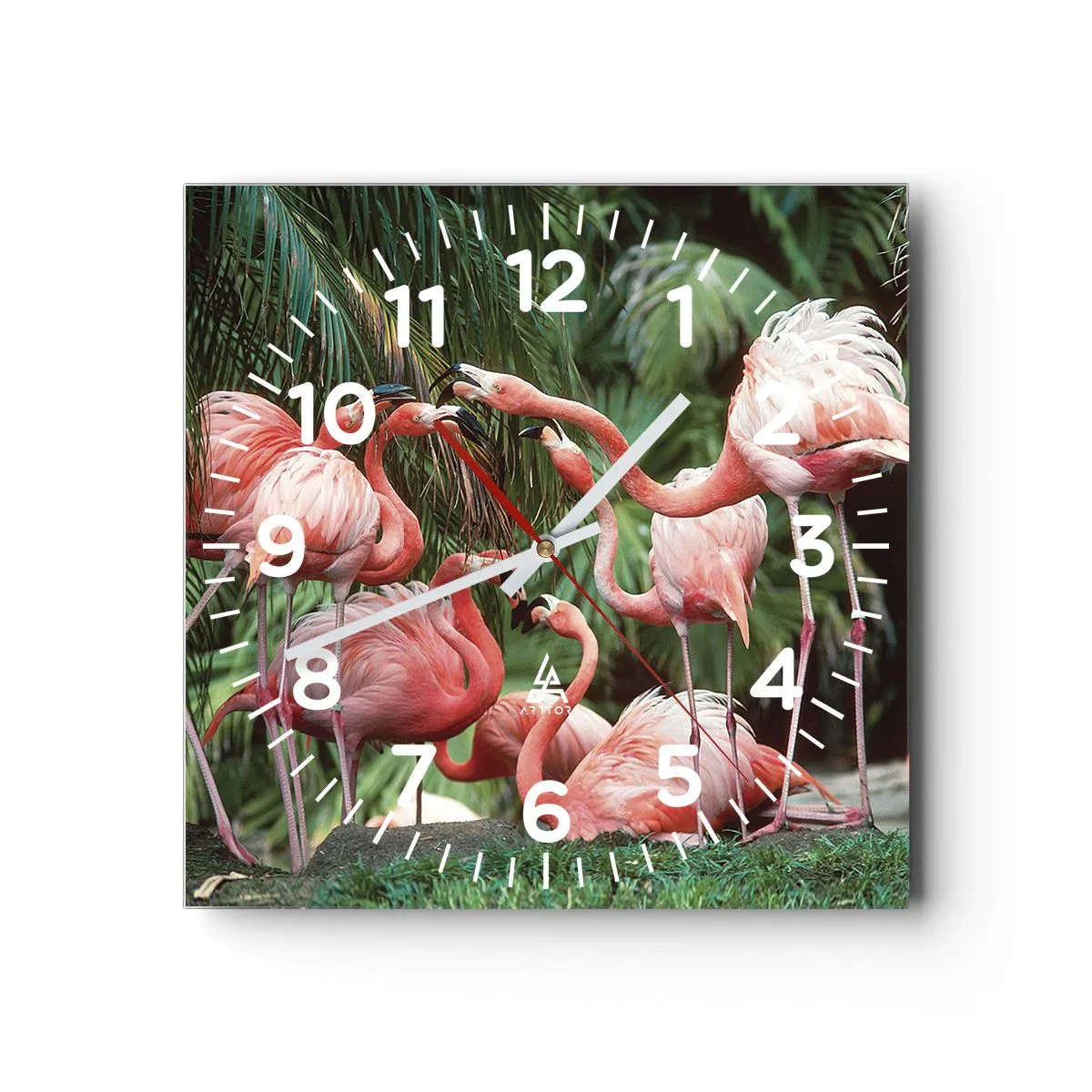 Reloj de pared - Reloj de vidrio - Cotilleos de la tarde - 40x40 cm