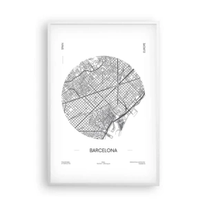 Póster en marco blanco - Anatomía de Barcelona - 61x91 cm