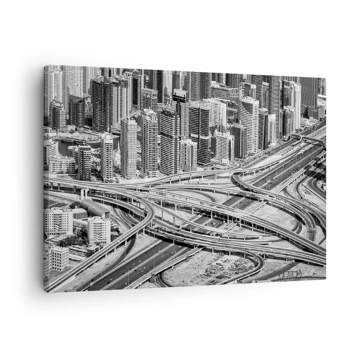 Cuadro sobre lienzo - Impresión de Imagen - Una vista aérea de Dubái - 70x50cm - Dubái: la ciudad imposible - Decoración de pared moderna para salón y dormitorio ARTTOR