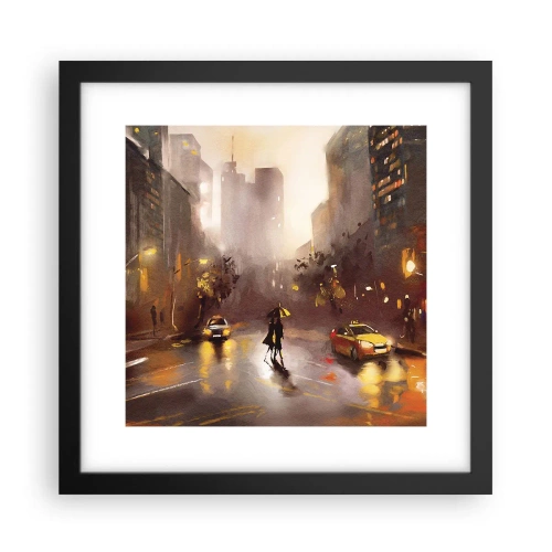 Póster en marco negro - En las luces de Nueva York - 30x30 cm
