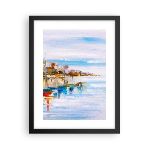 Póster en marco negro - Puerto urbano multicolor - 30x40 cm