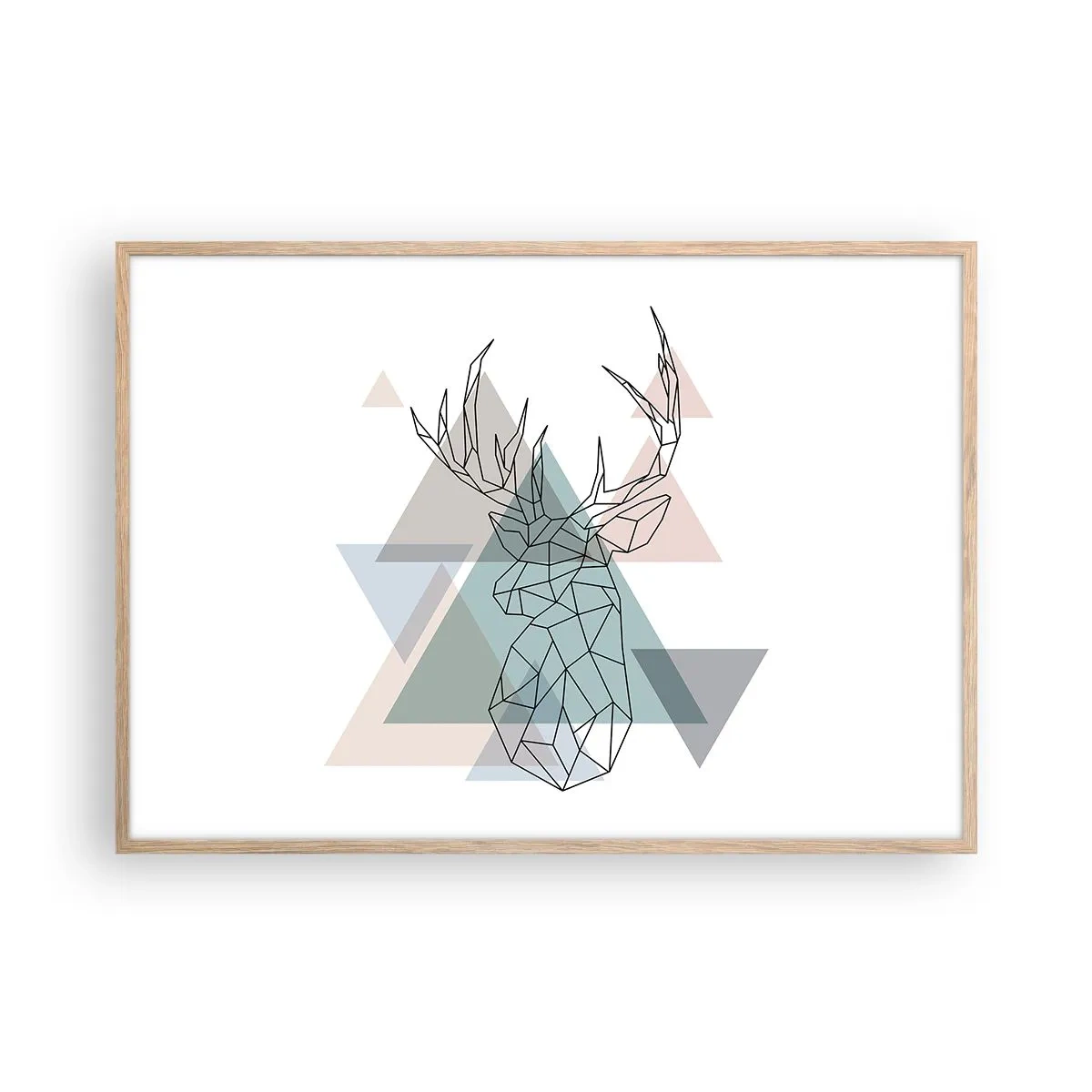 Póster en marco roble claro - En un bosque geométrico - 100x70 cm