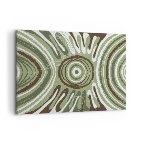 Cuadro sobre lienzo - Impresión de Imagen - Patrones abstractos en tonos verdes y marrones. - 100x70cm - Explosión de emociones - Decoración de pared moderna para salón y dormitorio ARTTOR