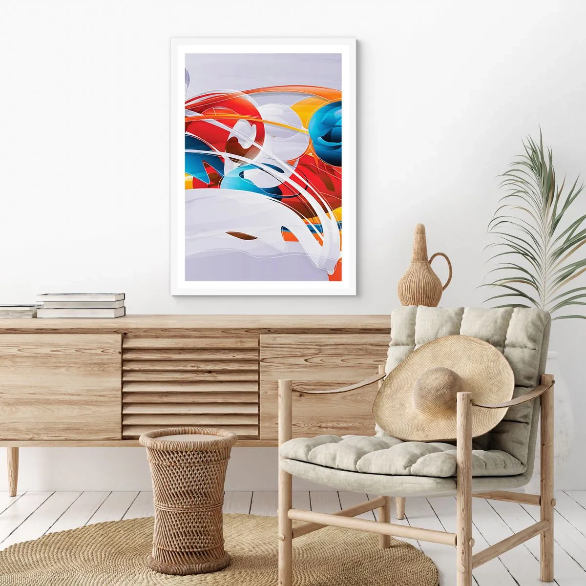 Póster en marco blanco - Danza de los elementos - 70x100 cm