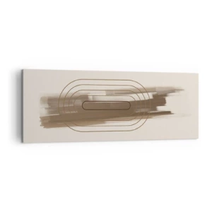 Cuadro sobre lienzo - Impresión de Imagen - Una composición minimalista en tonos beige y gris con un patrón geométrico. - 140x50cm - Un soplo de gris - Decoración de pared moderna para salón y dormitorio ARTTOR