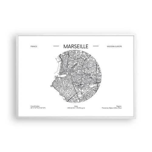 Póster en marco blanco - Anatomía de Marsella - 100x70 cm