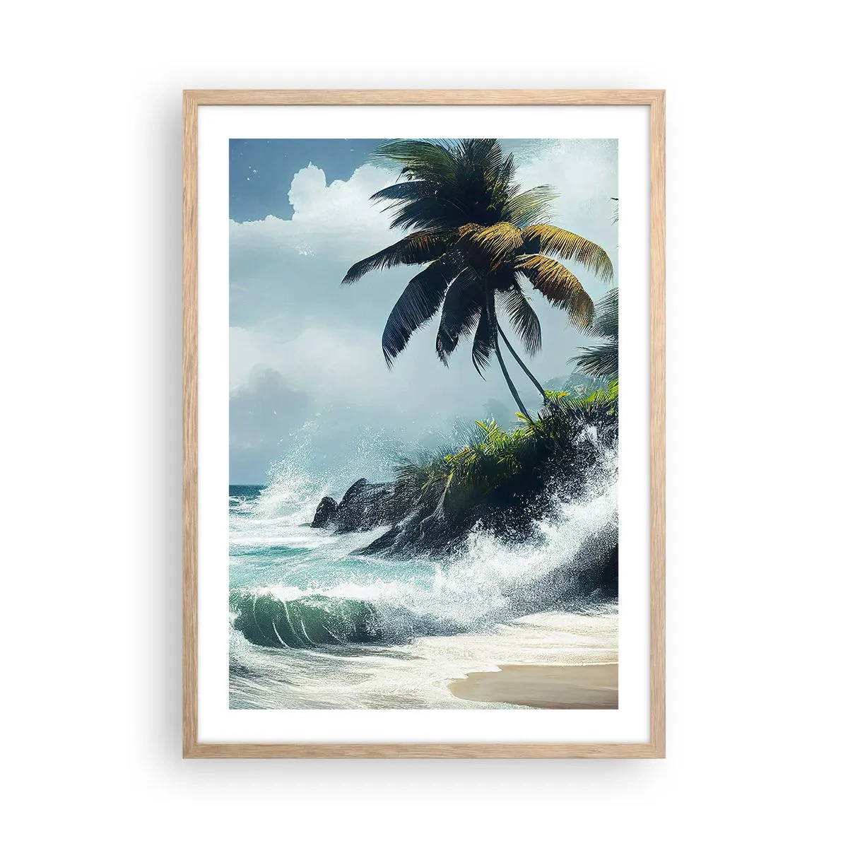 Póster en marco roble claro - En una costa tropical - 50x70 cm