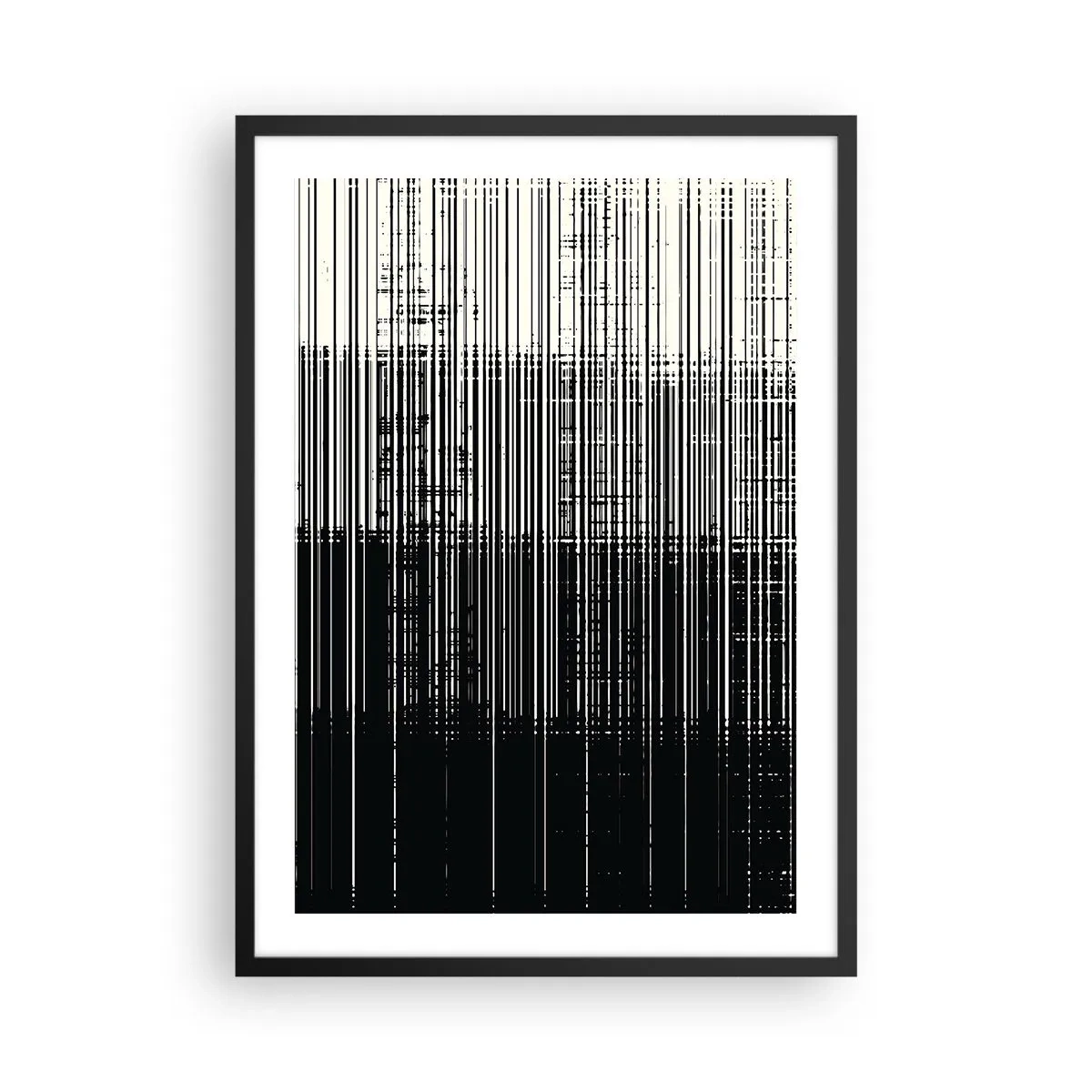 Póster en marco negro - Composición abstracta de líneas negras sobre fondo blanco. - 50x70cm - Ondas y vibraciones - Decoración de pared moderna para salón y dormitorio ARTTOR
