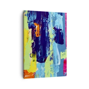 Cuadro sobre lienzo - Impresión de Imagen - Composición abstracta de colores en forma dinámica. - 50x70cm - ¡La vida es hermosa! - Decoración de pared moderna para salón y dormitorio ARTTOR