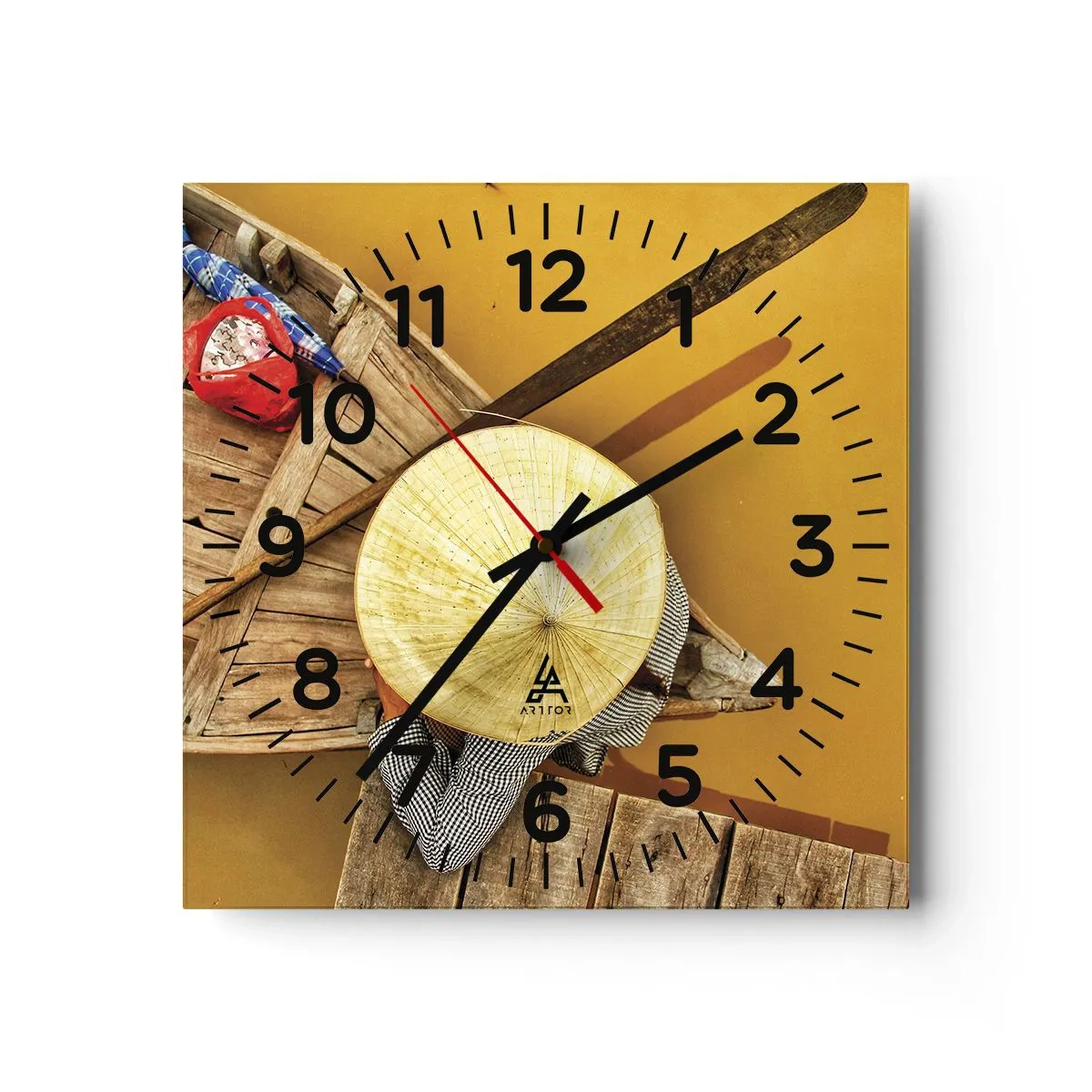 Reloj de pared - Reloj de vidrio - La vida en el río amarillo - 40x40 cm