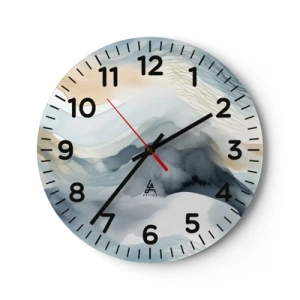 Reloj de pared - Reloj de vidrio - Abstracción de nieve y niebla - 30x30 cm