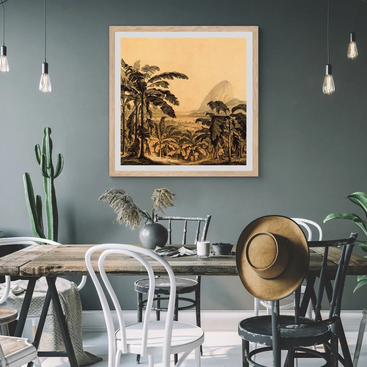 Póster en marco roble claro - En un ambiente colonial - 50x50 cm