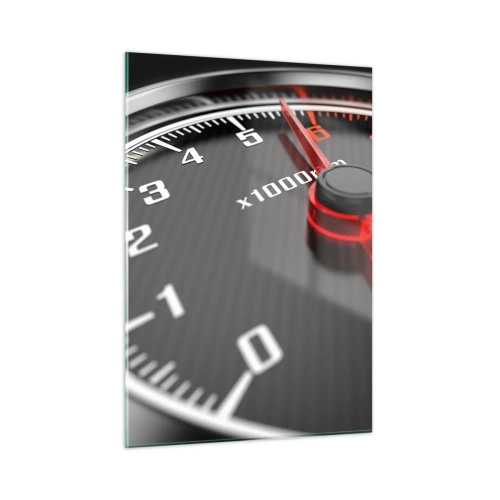 Cuadro sobre vidrio - Impresiones sobre Vidrio - Tacómetro en un coche deportivo con indicación roja - 50x70cm - Pisa a fondo - Decoración de pared moderna para salón y dormitorio ARTTOR
