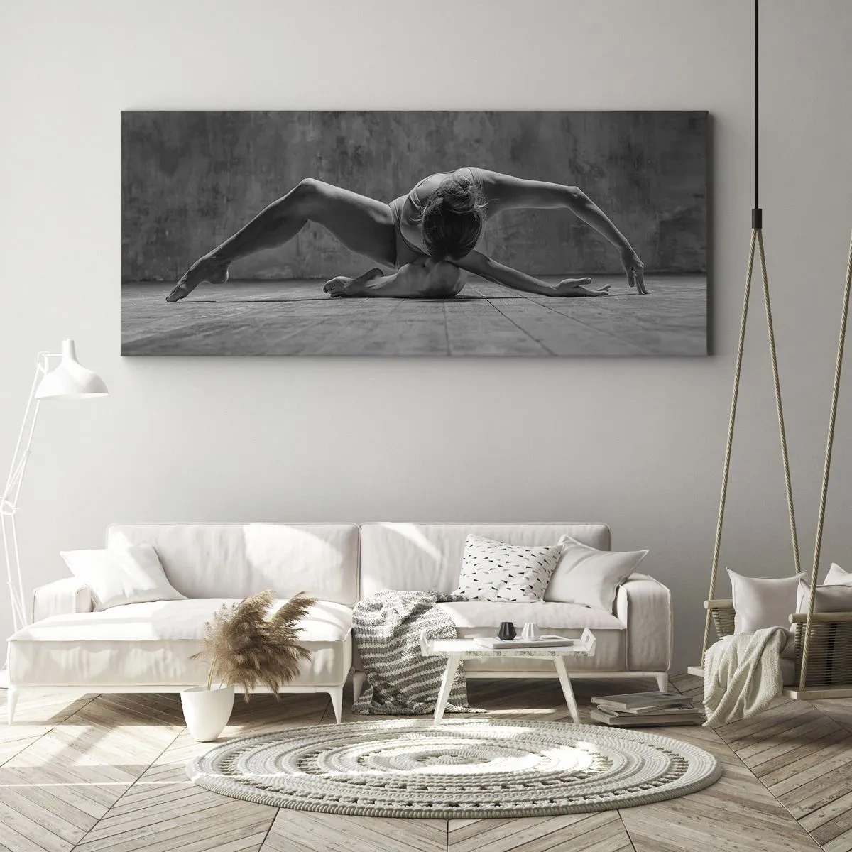 Cuadro sobre lienzo - Impresión de Imagen - Una bailarina en pose artística. - 120x50cm - Simetría encontrada - Decoración de pared moderna para salón y dormitorio ARTTOR