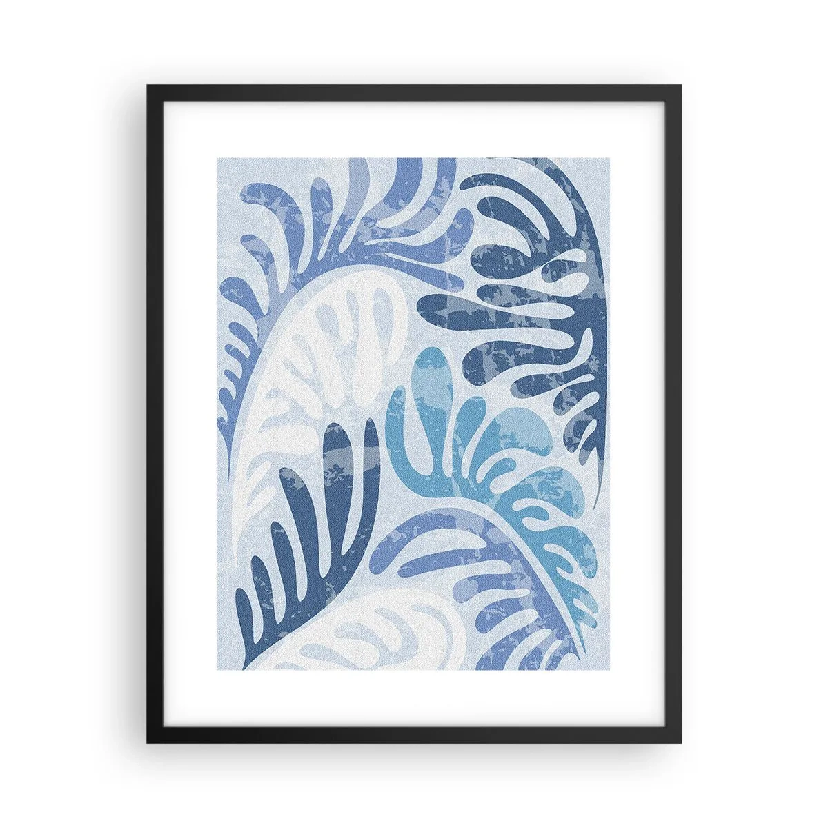 Póster en marco negro - Helechos azules - 40x50 cm