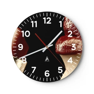 Reloj de pared - Reloj de vidrio - Sensualidad y brillo del carmín - 40x40 cm