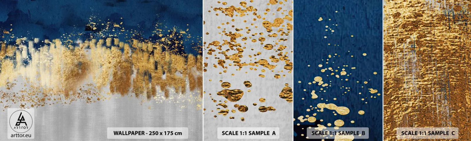 Muestra de fotomural autoadhesivo Deluxe Sticker - Composición moderna con chispas - Pedazo, Arte deco, Glamour - 100x30 cm