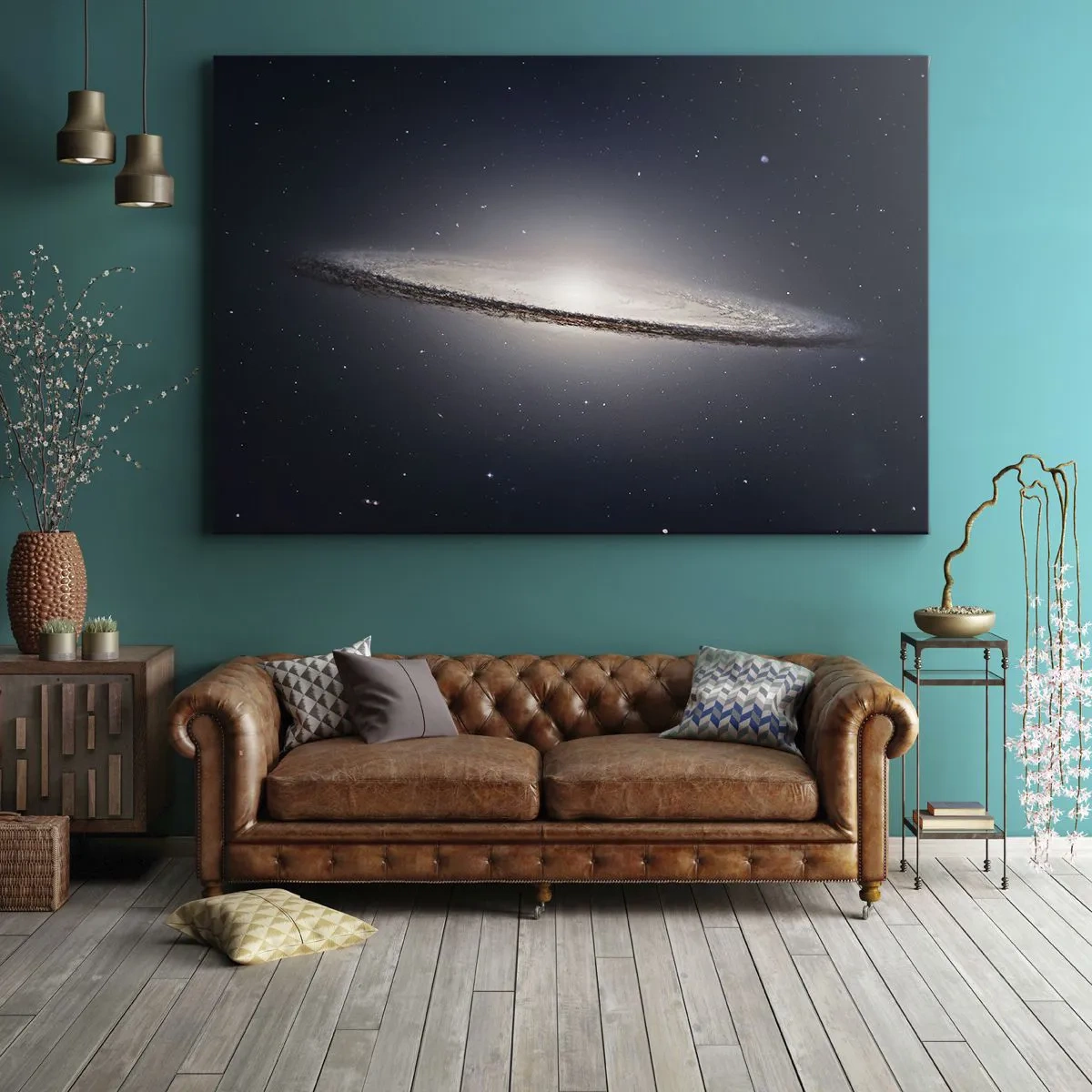 Cuadro sobre lienzo - Impresión de Imagen - Una galaxia espiral con el espacio estrellado como telón de fondo. - 120x80cm - Érase una vez en una galaxia muy, muy lejana.... - Decoración de pared moderna para salón y dormitorio ARTTOR