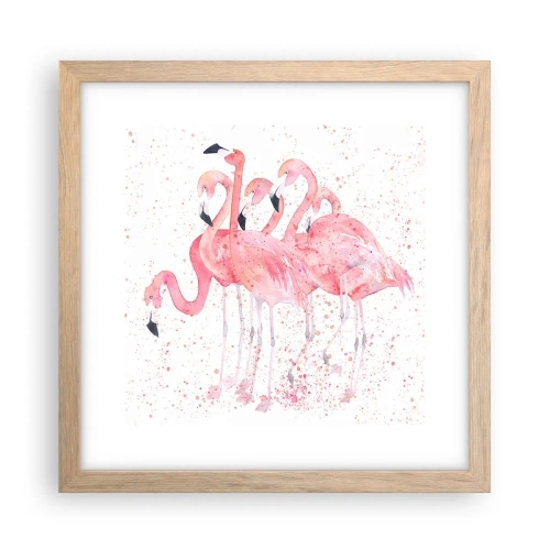 Póster en marco roble claro - Asamblea rosa - 30x30 cm