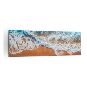 Cuadro sobre lienzo - Impresión de Imagen - Vista aérea de las olas del océano rompiendo en la orilla - 160x50cm - Siempre a la par - Decoración de pared moderna para salón y dormitorio ARTTOR