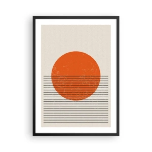 Póster en marco negro - Una puesta de sol minimalista en forma geométrica. - 50x70cm - Siempre el sol - Decoración de pared moderna para salón y dormitorio ARTTOR
