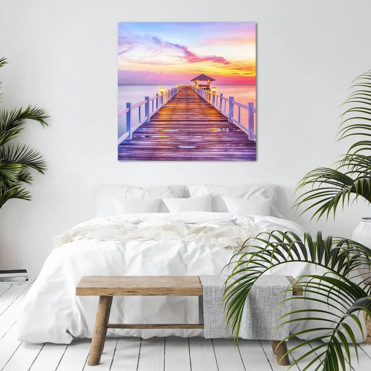 Cuadro sobre lienzo - Impresión de Imagen - El silencio lila-dorado de la tarde - 40x40 cm