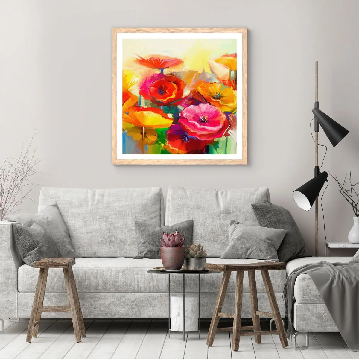 Póster en marco roble claro - No solo rojo - 60x60 cm