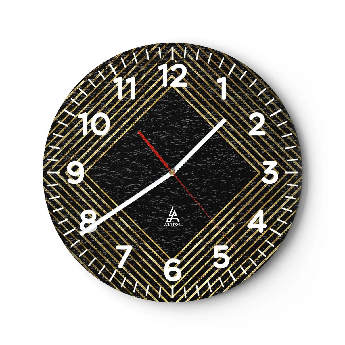 Reloj de pared - Reloj de vidrio - Geometría al estilo glamour - 30x30 cm
