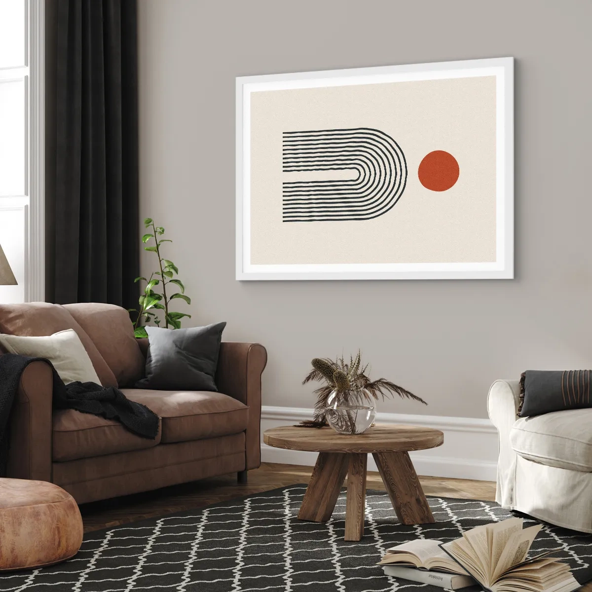 Póster en marco blanco - Magnetismo de formas y colores - 100x70 cm