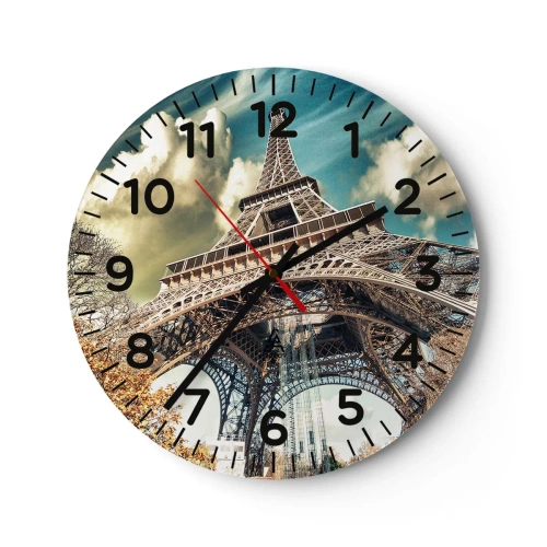 Reloj de pared - Reloj de vidrio - Y en París, en otoño... - 30x30 cm
