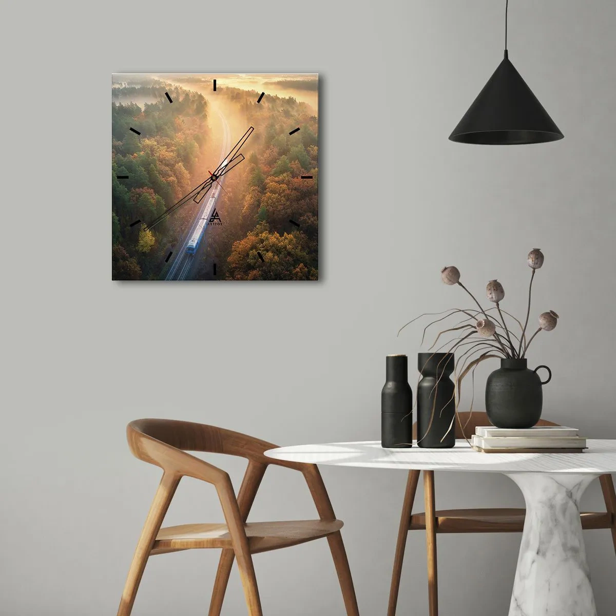 Reloj de pared - Reloj de vidrio - Un viaje otoñal - 40x40 cm