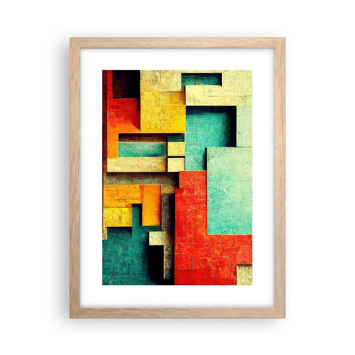 Póster en marco roble claro - Festival de ángulos rectos - 30x40 cm