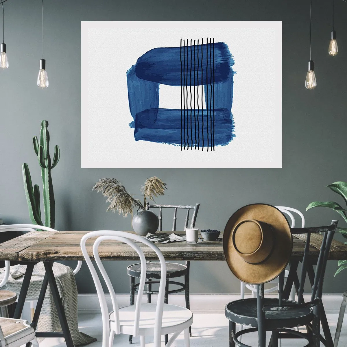 Póster - Composición azul y negra - 50x40 cm