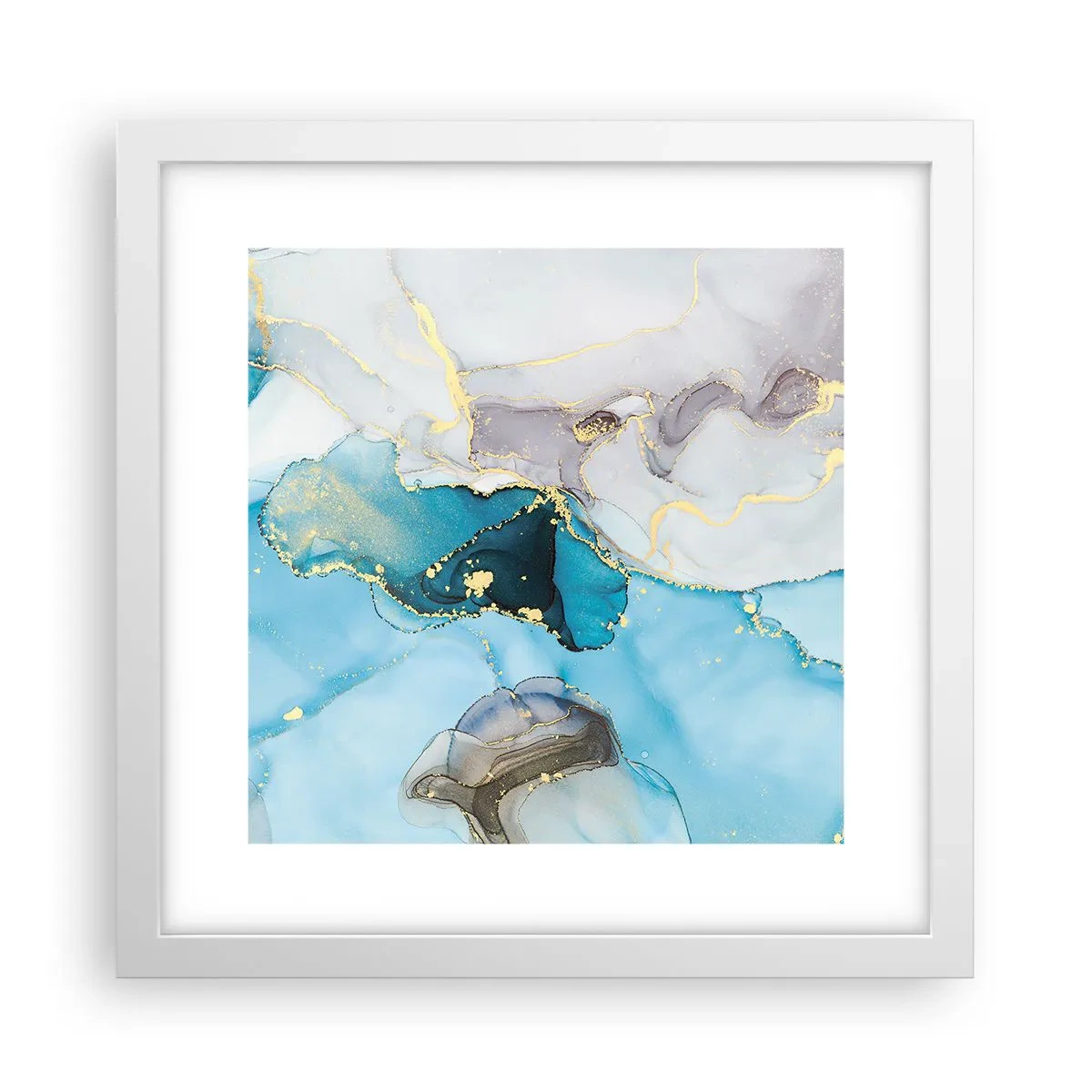 Póster en marco blanco - Un estudio del encuentro entre el gris y el turquesa - 30x30 cm